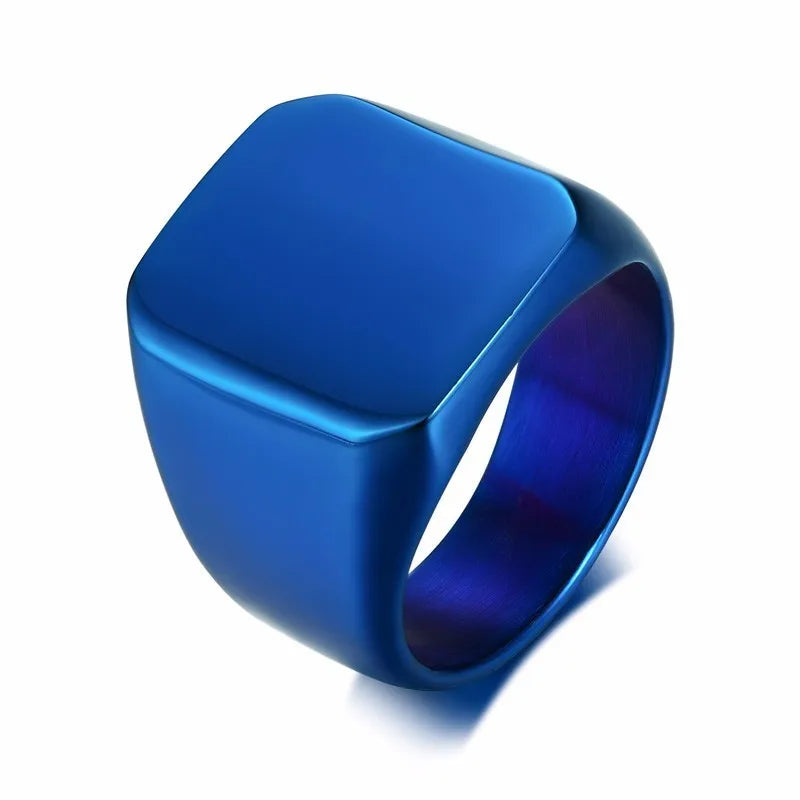 Men Pinky Signet Ring Ornate Stainless Steel Band Male Jewelry