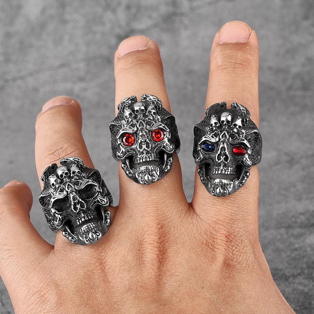 PENDRA Domineering Hades Skull Steel Ring