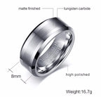 8MM Classic Look Tungsten Carbide Matte Men's Ring in Tone Wedding Band Comfort fit Anel Aneis Male Jewelry