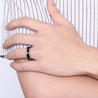 6MM Men's Tungsten Carbide Black Enamel Ring Wedding Band