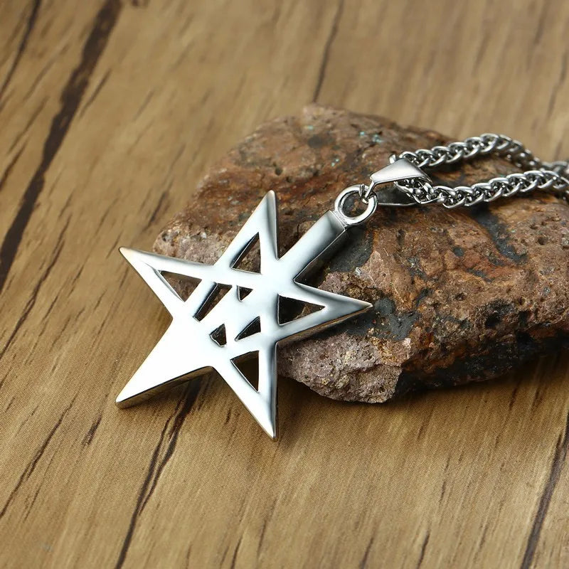 CHURCH OF SATAN SIGIL OF ANTON LAVEY STAINLESS STEEL PENDANT AMULET TALISMAN SIGN NECKLACE