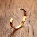 Solid Golden Flat 6mm 8mm Cuff Bangles for Men Bracelet Brackelts Brazalet Bileklik Braslet