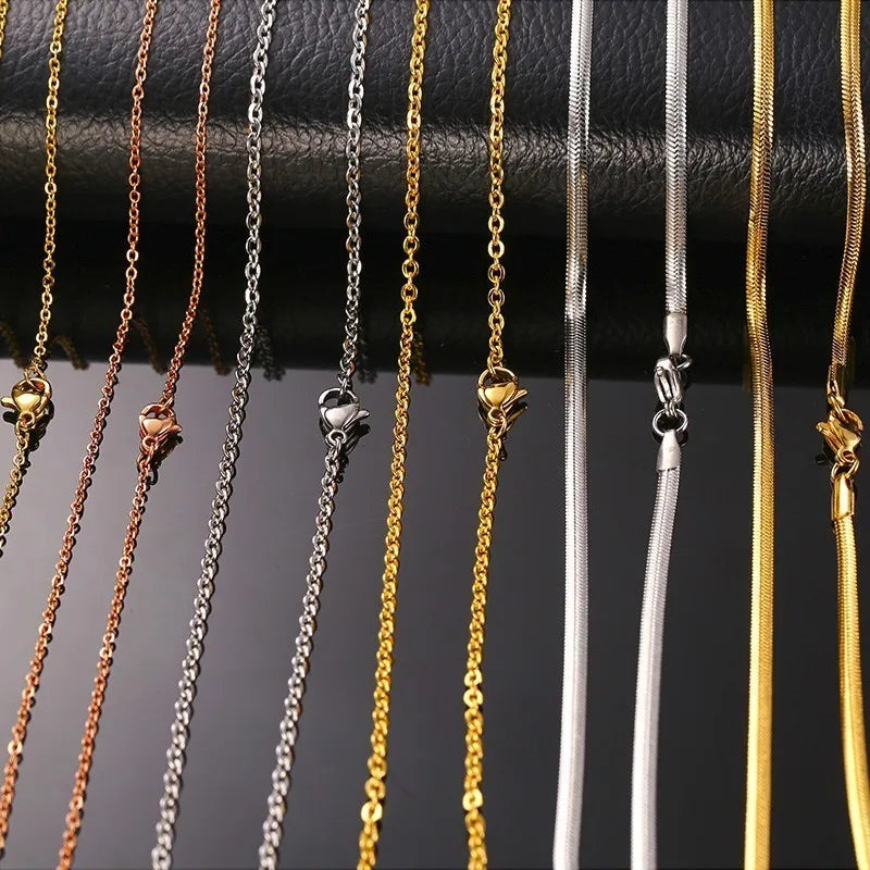 Men Chain Necklace for Men Women Stainless Steel Wheat Cuba Snake Box Link Necklaces 2-6MM Wide