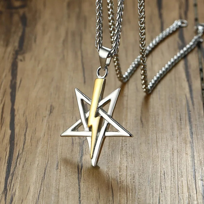 CHURCH OF SATAN SIGIL OF ANTON LAVEY STAINLESS STEEL PENDANT AMULET TALISMAN SIGN NECKLACE