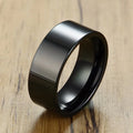 Mens Ring 8mm Flat Pipe Cut Matte Finished Black Stainless Steel Wedding Engagement Band for Men Jewelry