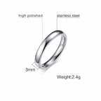 3mm  Mens Dome Wedding Ring in Stainless Steel Comfort Fit Engagement Band