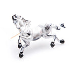 PENDRA White Black Enamel Horse Brooch