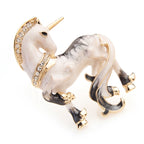PENDRA White Miracle Lucky Horse Enamel Brooch