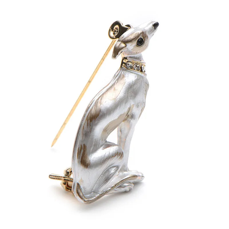 PENDRA Pearl Dog Rhinestone Animal Brooch