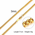 Men Chain Necklace for Men Women Stainless Steel Wheat Cuba Snake Box Link Necklaces 2-6MM Wide