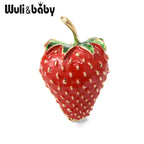 PENDRA Strawberrya Red Rhinestone Strawberry Brooch