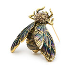 PENDRA Golden Cicada Gold-Color Rhinestone Enamel Brooch