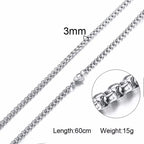 Men Chain Necklace for Men Women Stainless Steel Wheat Cuba Snake Box Link Necklaces 2-6MM Wide