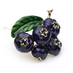 PENDRA Berryblue Purple Enamel Blueberry Brooch