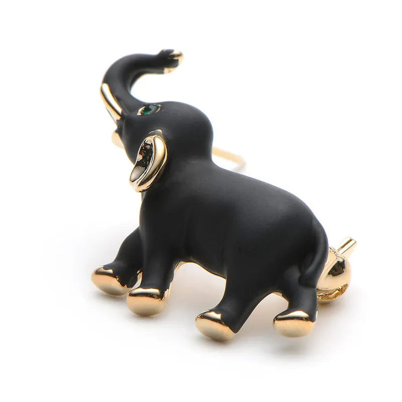 Alloy Little Enamel Black Elephant Brooches Men And Women Suits Collar Brooch Pins Scarf Buckle