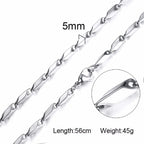Men Chain Necklace for Men Women Stainless Steel Wheat Cuba Snake Box Link Necklaces 2-6MM Wide
