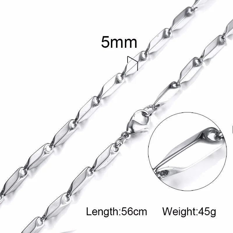Men Chain Necklace for Men Women Stainless Steel Wheat Cuba Snake Box Link Necklaces 2-6MM Wide