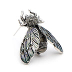 PENDRA Golden Cicada Gold-Color Rhinestone Enamel Brooch