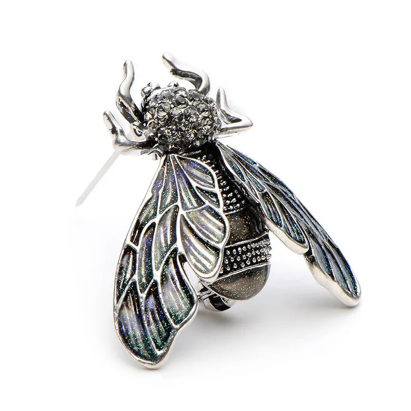 PENDRA Golden Cicada Gold-Color Rhinestone Enamel Brooch