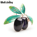 PENDRA Olivetta Purple Enamel Olive Brooch