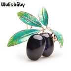 PENDRA Olivetta Purple Enamel Olive Brooch