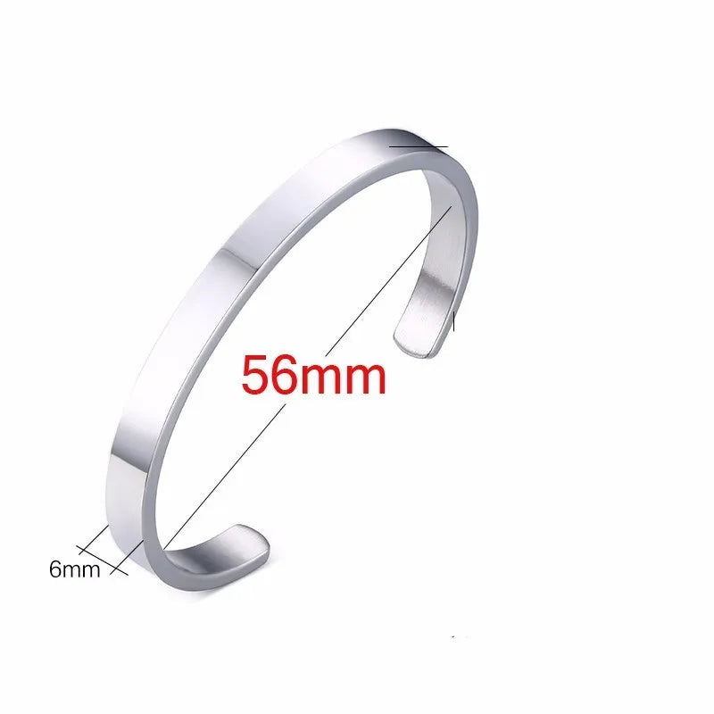 Solid Golden Flat 6mm 8mm Cuff Bangles for Men Bracelet Brackelts Brazalet Bileklik Braslet