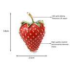 PENDRA Strawberrya Red Rhinestone Strawberry Brooch