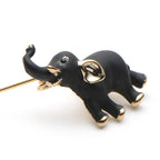 PENDRA Alloy Little Enamel Black Elephant Brooch