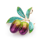 PENDRA Olivetta Purple Enamel Olive Brooch