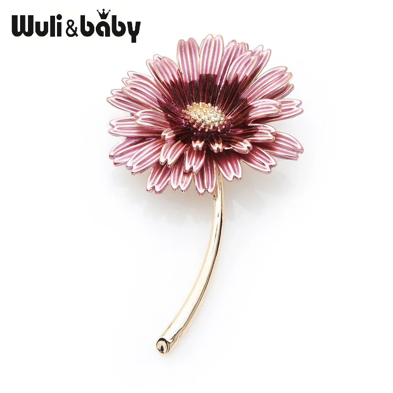 PENDRA Daisyelle Pink Enamel Daisy Flower Brooch