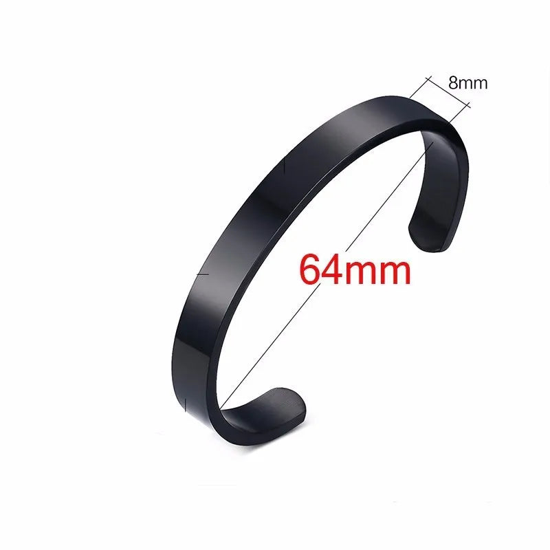 Solid Golden Flat 6mm 8mm Cuff Bangles for Men Bracelet Brackelts Brazalet Bileklik Braslet