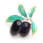 PENDRA Olivetta Purple Enamel Olive Brooch