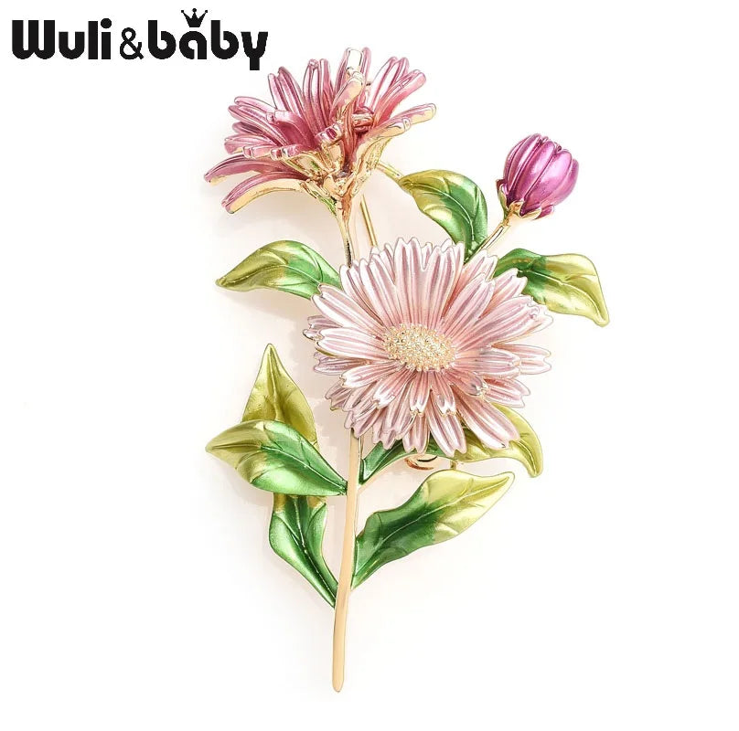 PENDRA Daisybouquet Pink Daisy Enamel Bouquet Brooch