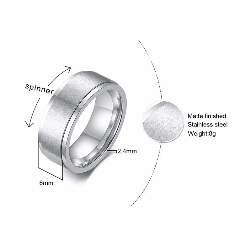PENDRA Spinner Wedding Steel Ring