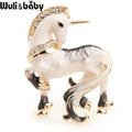 PENDRA White Miracle Lucky Horse Enamel Brooch
