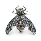 PENDRA Golden Cicada Gold-Color Rhinestone Enamel Brooch