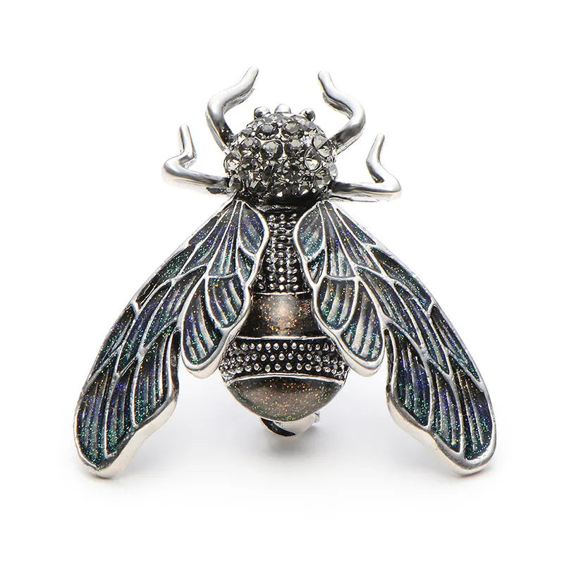 PENDRA Golden Cicada Gold-Color Rhinestone Enamel Brooch