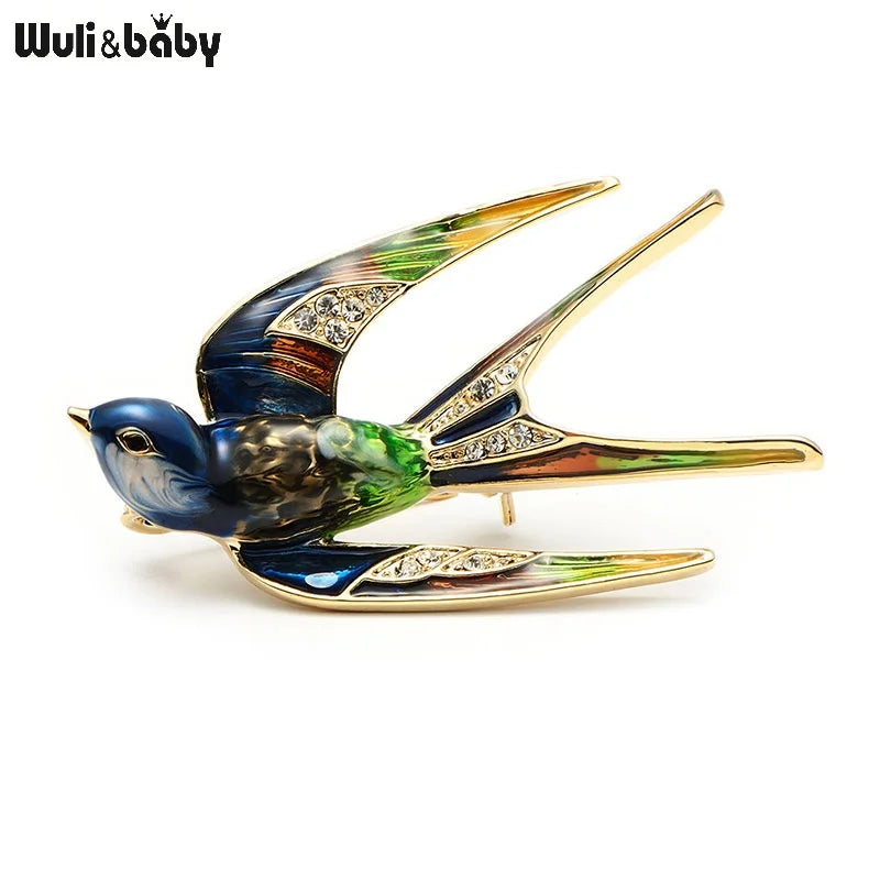 PENDRA Swiftwing Alloy Enamel Swallow Brooch