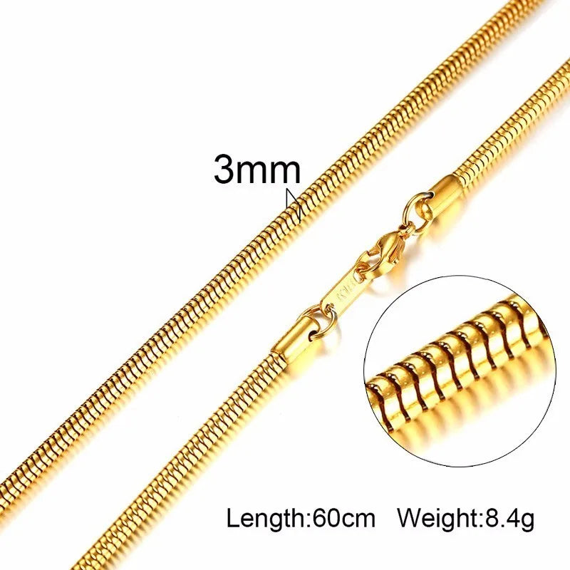 Men Chain Necklace for Men Women Stainless Steel Wheat Cuba Snake Box Link Necklaces 2-6MM Wide