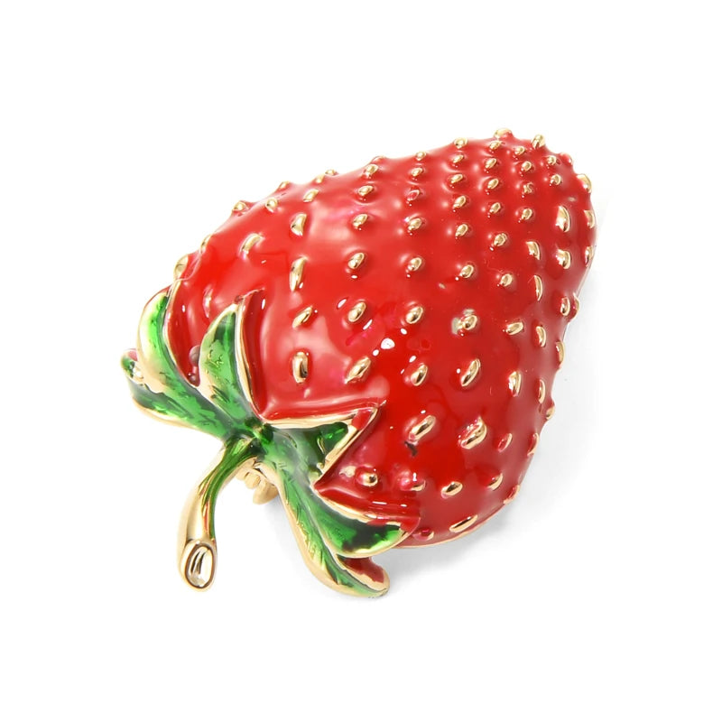 PENDRA Strawberrya Red Rhinestone Strawberry Brooch