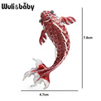 PENDRA Redcrest Rhinestone Carp Fish Brooch