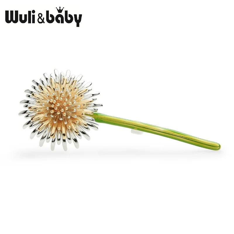 PENDRA Dandelia Green Enamel Dandelion Brooch