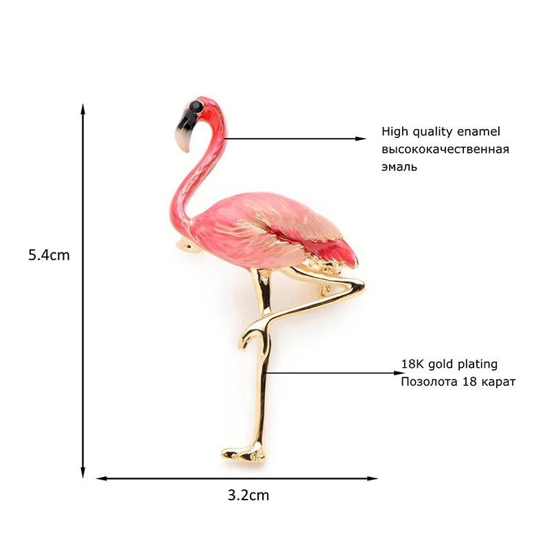 PENDRA New Design Flamingo Alloy Red Blue Enamel Bird Brooch