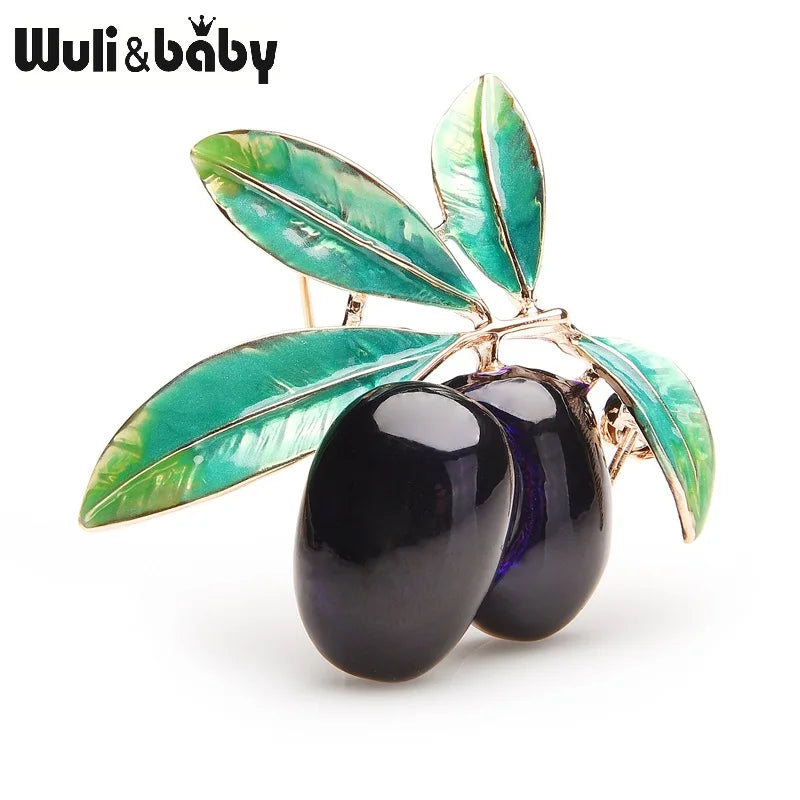 PENDRA Olivetta Purple Enamel Olive Brooch