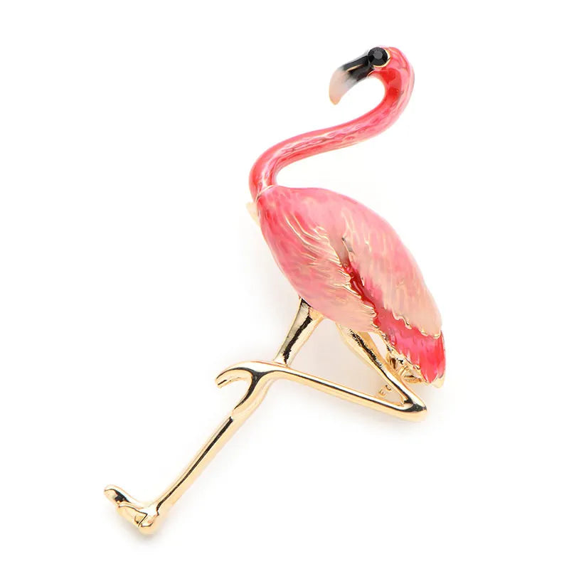New Design Flamingo Alloy Red Blue Enamel Bird Brooches Women Men's Metal Animal Brooch Pins Banquet Broche Gift Scarf Buckle