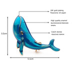 PENDRA Blue Whale Enamel Dolphin Brooch