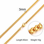Men Chain Necklace for Men Women Stainless Steel Wheat Cuba Snake Box Link Necklaces 2-6MM Wide