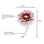 PENDRA Daisyelle Pink Enamel Daisy Flower Brooch