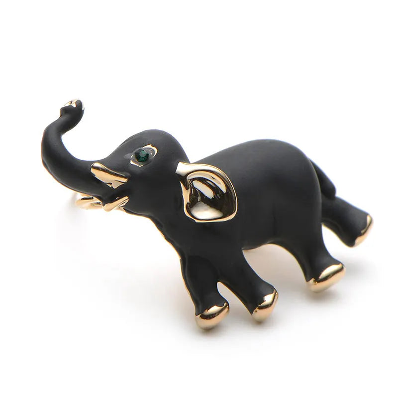 Alloy Little Enamel Black Elephant Brooches Men And Women Suits Collar Brooch Pins Scarf Buckle