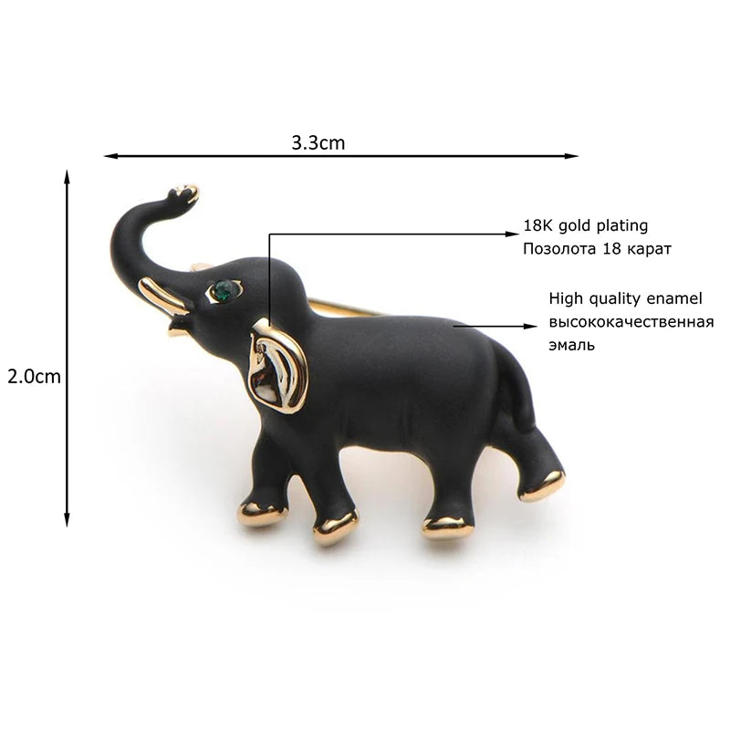 Alloy Little Enamel Black Elephant Brooches Men And Women Suits Collar Brooch Pins Scarf Buckle